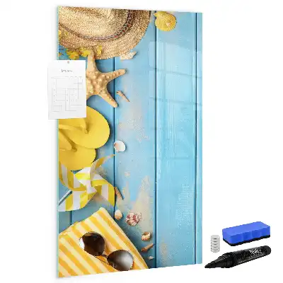 Magnetic writing board for beach accessories