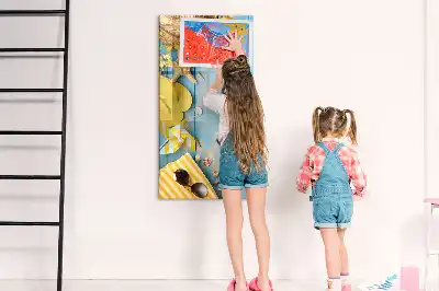 Magnetic writing board for beach accessories