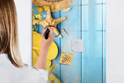 Magnetic writing board for beach accessories
