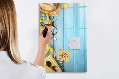 Magnetic writing board for beach accessories