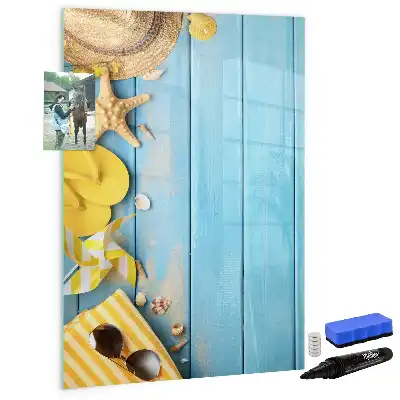 Magnetic writing board for beach accessories