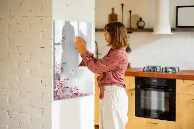 Magnetic dry erase board with a flowers on wood print
