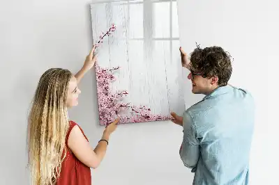 Magnetic dry erase board with a flowers on wood print