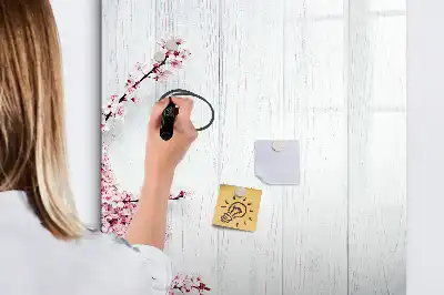 Magnetic dry erase board with a flowers on wood print