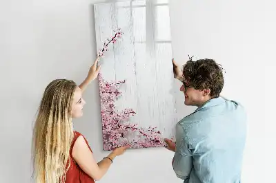 Magnetic dry erase board with a flowers on wood print