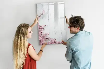 Magnetic dry erase board with a flowers on wood print