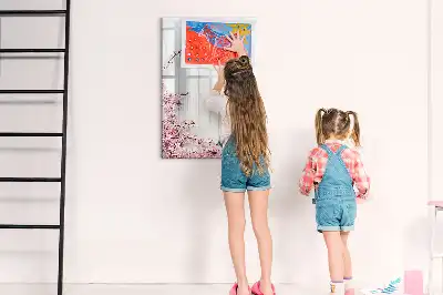 Magnetic dry erase board with a flowers on wood print