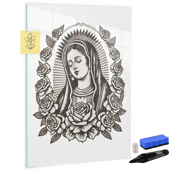 Magnetic erase board featuring our Lady of Guadalupe design