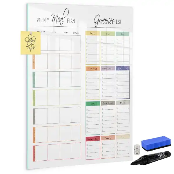 Magnetic erase board weekly meal planner