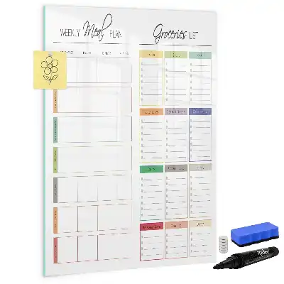 Magnetic erase board weekly meal planner