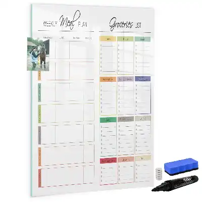 Magnetic erase board weekly meal planner