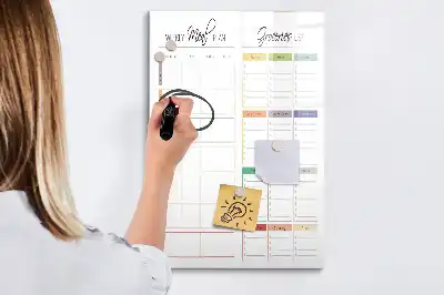 Magnetic erase board weekly meal planner