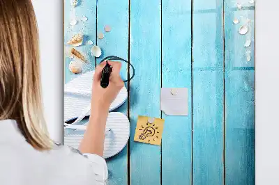 Magnetic writing board blue beach design