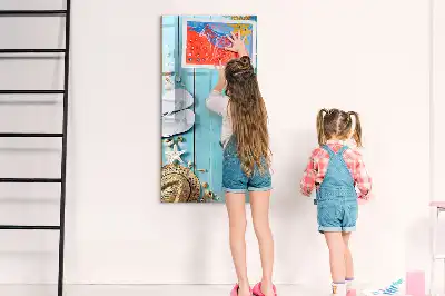 Magnetic writing board blue beach design