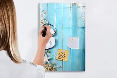 Magnetic writing board blue beach design