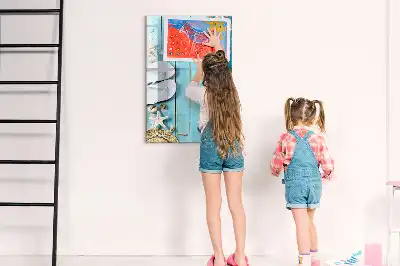 Magnetic writing board blue beach design