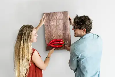 Magnetic erase board with wooden chili pepper design
