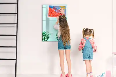 Magnetic writing board with exotic leaves pattern