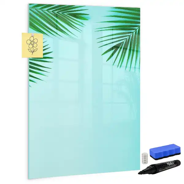 Magnetic dry erase board palm leaves pattern