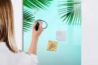 Magnetic dry erase board palm leaves pattern