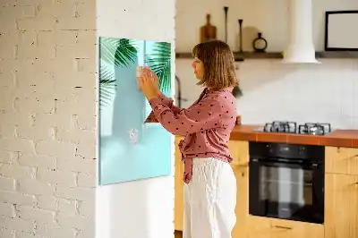 Magnetic dry erase board palm leaves pattern