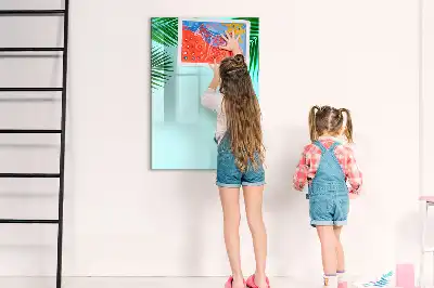 Magnetic dry erase board palm leaves pattern