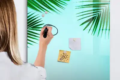 Magnetic dry erase board palm leaves pattern