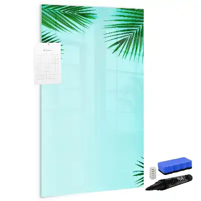Magnetic dry erase board palm leaves pattern