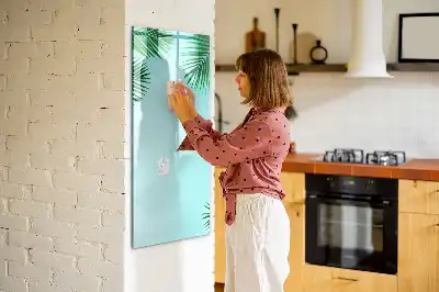 Magnetic dry erase board palm leaves pattern