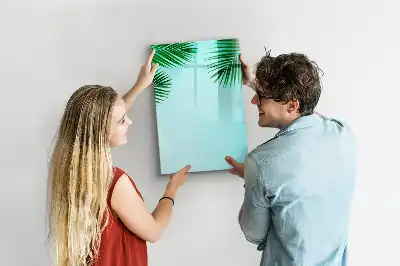 Magnetic dry erase board palm leaves pattern