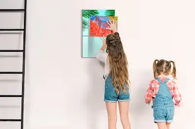 Magnetic dry erase board palm leaves pattern