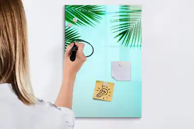 Magnetic dry erase board palm leaves pattern