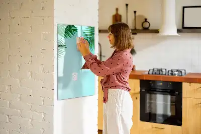 Magnetic dry erase board palm leaves pattern