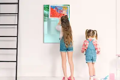 Magnetic dry erase board palm leaves pattern