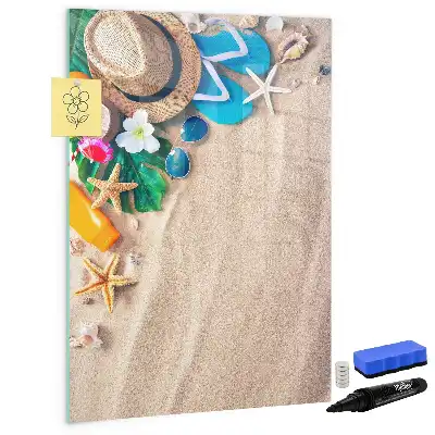 Magnetic erase board sandy beach design