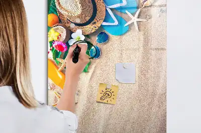 Magnetic erase board sandy beach design