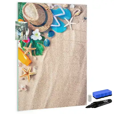 Magnetic erase board sandy beach design