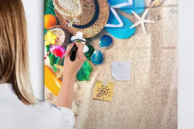 Magnetic erase board sandy beach design