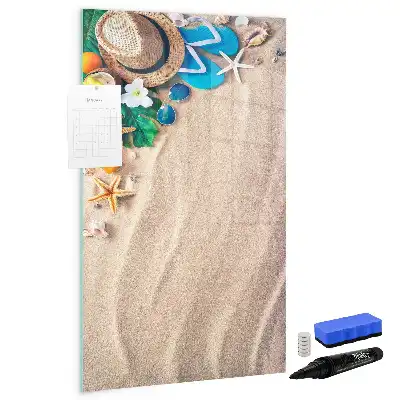 Magnetic erase board sandy beach design