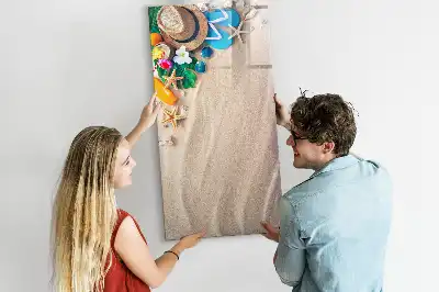 Magnetic erase board sandy beach design