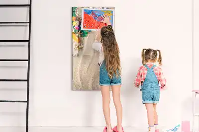 Magnetic erase board sandy beach design