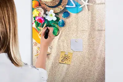 Magnetic erase board sandy beach design