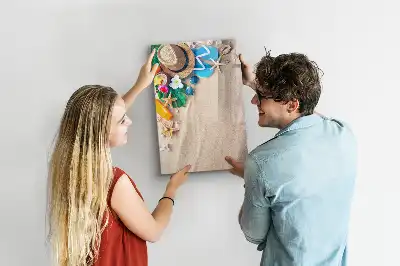 Magnetic erase board sandy beach design