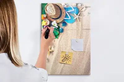 Magnetic erase board sandy beach design