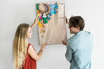 Magnetic erase board sandy beach design