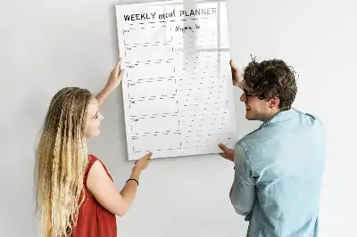 Magnetic weekly meal planner board with magnetic erase surface