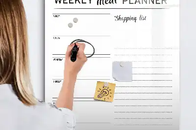 Magnetic weekly meal planner board with magnetic erase surface