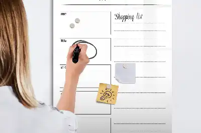 Magnetic weekly meal planner board with magnetic erase surface