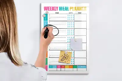 Magnetic erase board weekly meal planner