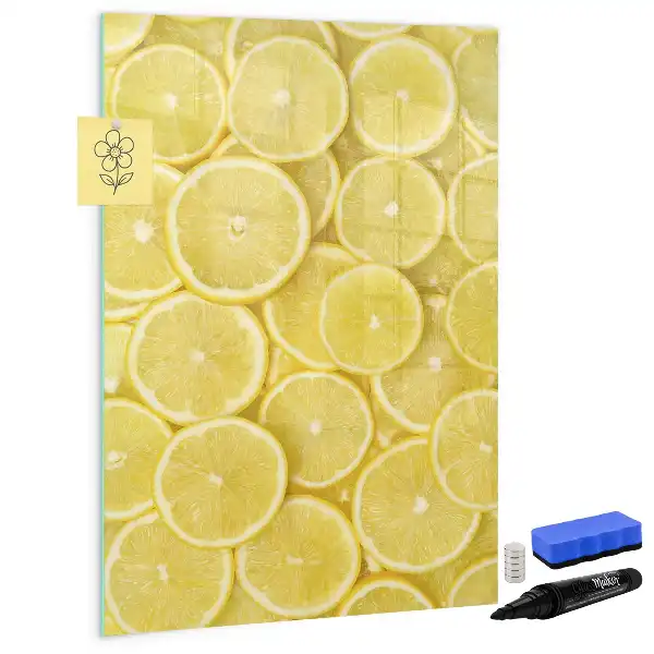 Magnetic dry erase board lemon slices design